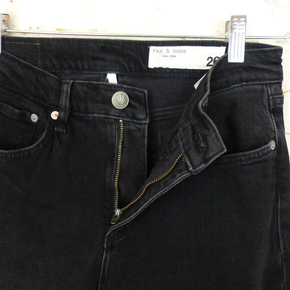 Rag & Bone Peyton Jeans Womens 26 Black Mid Rise Ankle Boot Cut Raw Hem Grunge - Picture 7 of 10